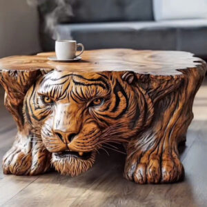 "The Wild Grace" – Hand-Finished Tiger Coffee Table