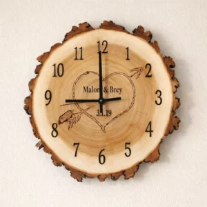 Hand-Carved Wooden Wall Clock - Minimalist Design